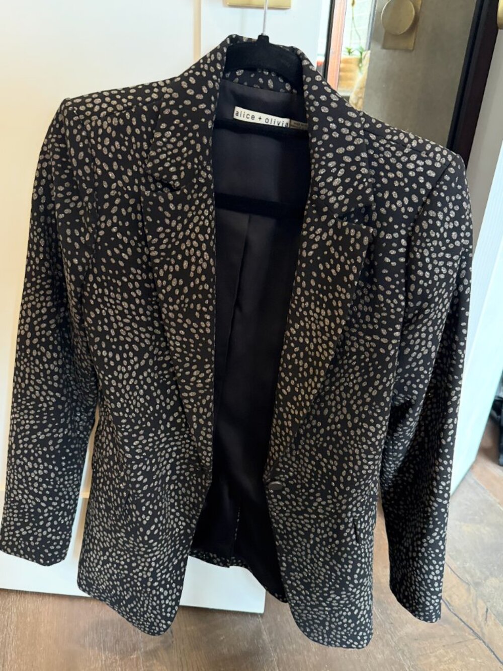 Alice & Olivia Sparkle Suit Jacket Gold & Black size 6